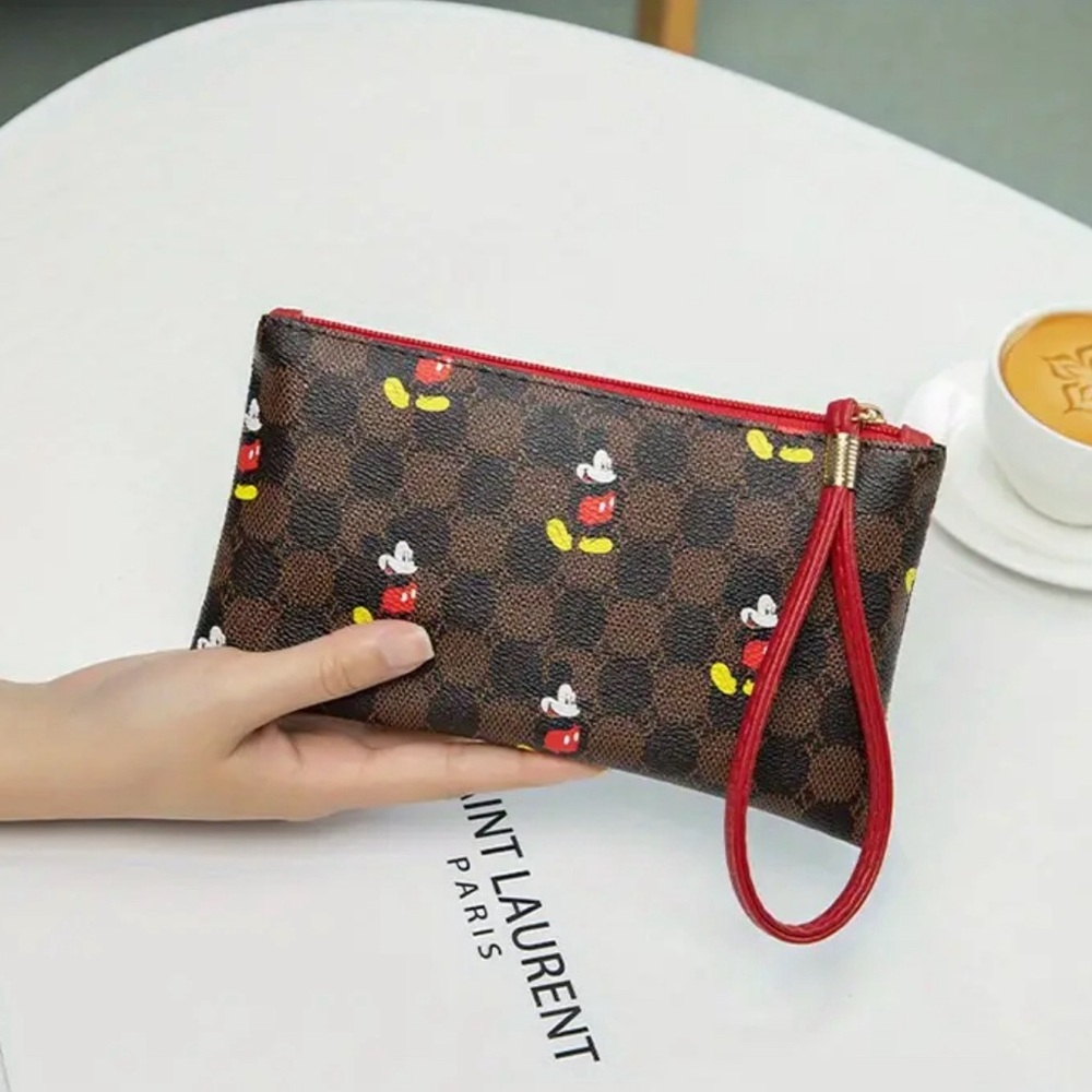 New Mickey Mouse Fashion Wristlet Brown | Red